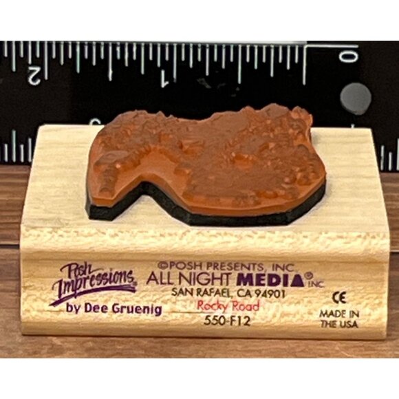 Posh Impressions 550-F12 Rocky Road wood mounted Rubber Stamp by Dee Gruenig - Picture 3 of 4